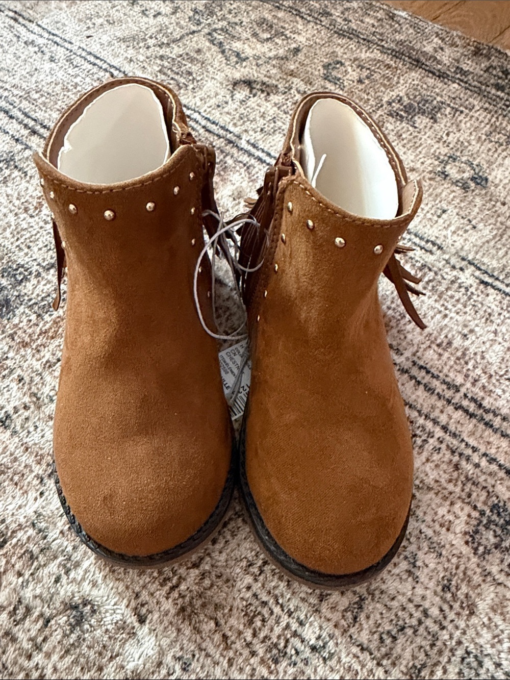 Toddler Suede Ankle Boots with Stud Detail - Brown